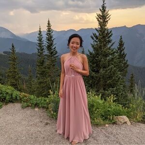 Azazie A-line halter dress in dusty rose